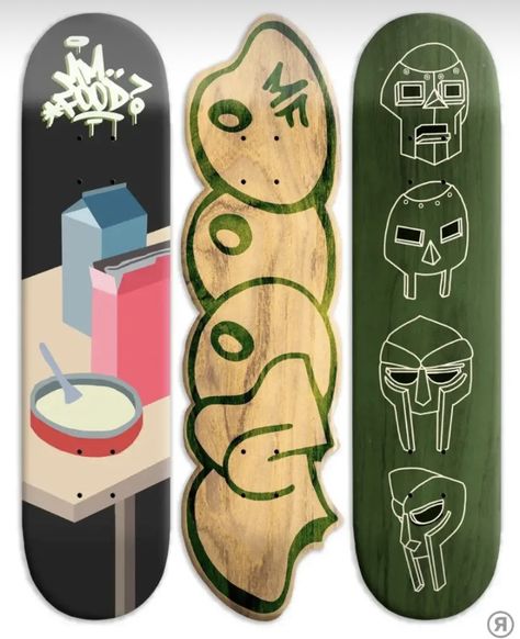 Mf Doom Skateboard, Custom Skateboard Art, Skate Deck Design, Skateboard Room, Skateboard Graffiti, Custom Skateboard Decks, Custom Skates, Longboard Design, Skateboard Deck Art