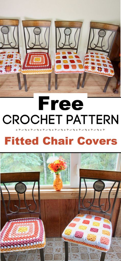 12 Free Crochet Chair Cover Pattern Crochet Chair, Desk Chair Covers, Kitchen Chair Covers, Chair Back Covers, Crochet Pouf, Crochet Cushion, Crochet Cushion Cover, Patterned Chair, Chair Cushion Covers