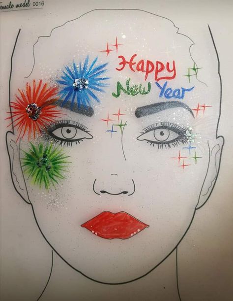 New Year’s Eve Face Paint, New Years Face Paint, New Year's Makeup, Face Paintings, Happy New Years Eve, Face Painting Designs, Halloween Make Up, Roaring 20s, Up Halloween