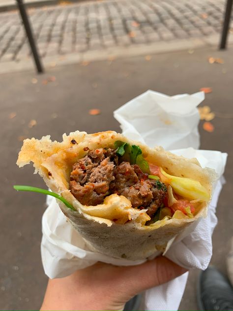 Your Everything Guide to Paris Street Food | Bonjour Paris French Street Food, Paris Street Food, Food France, Buckwheat Crepes, Sausage Wrap, Baguette Sandwich, Grilling Hot Dogs, Early French, Parisian Street