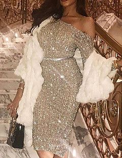 Dress Glitter, Sequin Evening Dresses, Sequin Party Dress, Long Sleeve Sequin, Elegantes Outfit, Dresses Elegant, Luxury Dress, Silver Dress, Ladies Dress Design