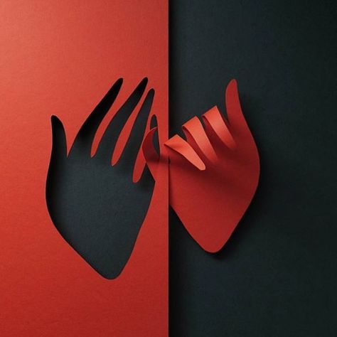 @battery_full made this beautiful paper cut illustration for The Red Whistle, a collaborative platform for people to come together and show their support for those living with HIV and AIDS.   This simple gesture tells a lots, playing with negative space and perspective, the piece is dynamic and impactful.  #graphicdesign #illustration #papercut #perspective #handmade #red #black #design #inspiration #create Papercut Poster, Puzzle Graphic, Tissue Paper Flowers Diy, Paper Cutout Art, Space Artwork, Diy Wall Art Decor, Principles Of Art, Paper Birds, Branding Ideas