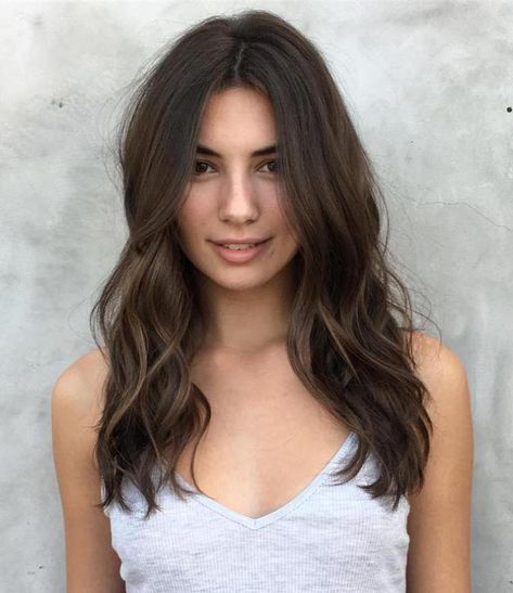 Long Wavy Centre-Parted Hairstyle Long Wavy Brown Hair, Wavy Brown Hair, Subtle Layers, Flattering Haircuts, Flattering Hairstyles, Mid Length Hair With Layers, Oval Face Hairstyles, Thicker Hair, Oval Face Shapes