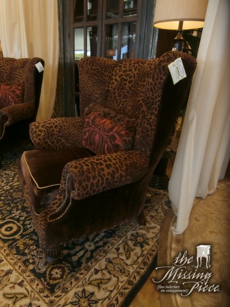 Paul Robert is known for his exceptional styling and craftsmanship.  This velvet chair is no exception. Highlighted with animal print interiors,the size is 37" wide, 31" deep and 42" tall. Wing Back Chair, Velvet Wingback Chair, Velvet Chair, Wingback Chair, Tampa, Accent Chairs, Animal Print, Velvet, Furniture