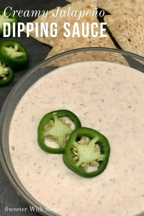 Creamy Jalapeño Dipping Sauce is an easy condiment for Philly cheesesteak, hamburgers, brats, burritos, French fries, chips or even veggies. Creamy Jalapeño Dipping Sauce has a spicy flavor you will love. #Spicy #Dressing #Dips #Sauce #Jalapeño #Condiments Jalapeno White Sauce, Dipping Sauce For Taquitos, Creamy Jalapeño Sauce, Jalapeno Popper Dipping Sauce, Meatball Dipping Sauce, Jalapeno Dipping Sauce, Breaded Meatballs, Avocado Dipping Sauce, Keto Sauce