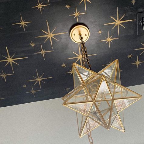 Star Ceiling Bedroom, Star Ceiling Diy, Star Themed Bedroom, Art Deco Lighting Ceiling, Constellation Wedding, Sunburst Wall Art, Space Themed Bedroom, Star Decor, Star Ceiling