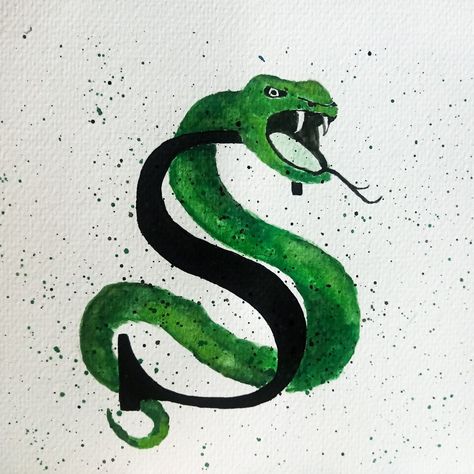 Watercolor painting - Slytherin #harrypotter #slytherin Slytherin Symbol Drawing, Slytherin Painting Ideas On Canvas, Slytherin Drawing Art, Slytherin Painting Ideas, Harry Potter Art Drawings Easy, Slytherin Painting, Harry Potter Drawing Ideas, Art Drawings Easy, Harry Potter Drawing