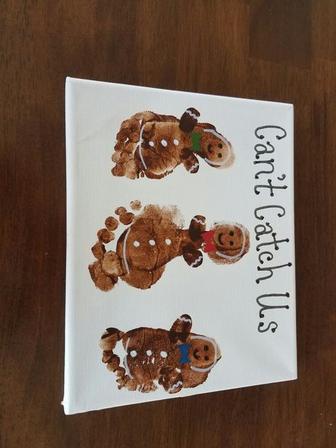 Christmas Handprint And Footprint Crafts, Kids Christmas Hand And Footprint Crafts, Infant Gingerbread Craft, Foot And Hand Print Crafts Christmas, Hand And Feet Christmas Crafts Kids, Gingerbread Man Footprint Art, Nutcracker Footprint Art, Christmas Baby Footprint Art, Christmas Foot Prints Crafts