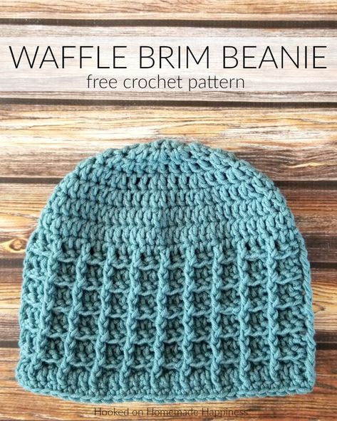 Waffle Brim Beanie Crochet Pattern (CAL for a Cause) | Hooked on Homemade Happiness Crochet Bottom Up Hat, Free Crocheted Hat Patterns, Easy Crotchet, Waffle Hat, Crochet Pikachu, Crocheted Beanies, Beanie Pattern Free, Crochet Beanie Pattern Free, Crochet Adult Hat