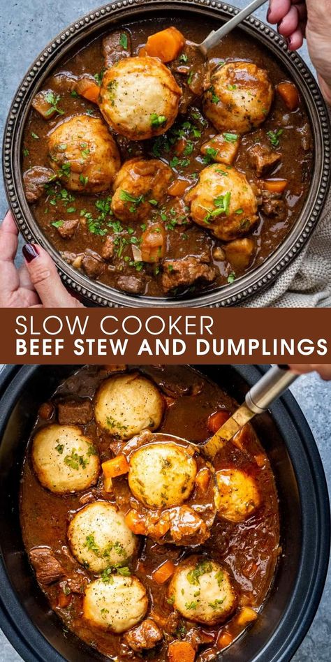 Beef Stew And Dumplings, Beef Stew With Dumplings, Stew And Dumplings, Resep Smoothie, Slow Cooker Beef Stew, Crockpot Recipes Beef, Crockpot Beef, Beef Recipes Easy, Crockpot Recipes Slow Cooker