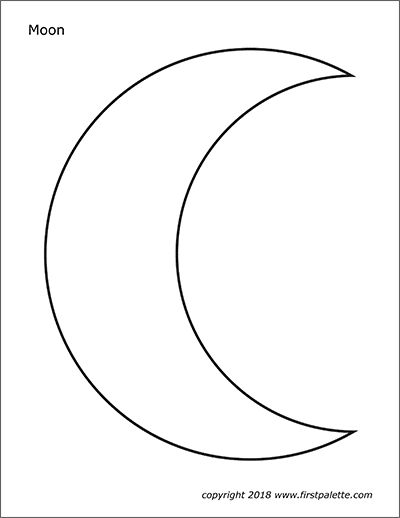 Crescent Moon Craft Preschool, Moon And Stars Template Free Printable, Moon Template Free Printable, Moon Coloring Pages Free Printable, Moon Template, Sun Template, Moon Printable, Felt Templates, Art For Walls