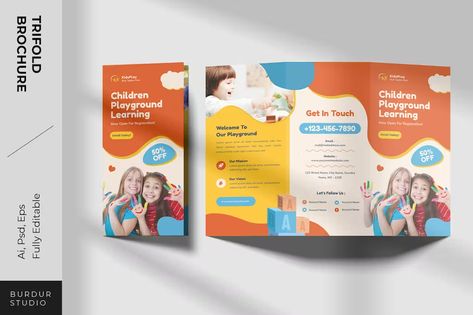 Kids Brochures, Children Playground, Trifold Brochure Design, Free Brochure, Portfolio Presentation, Trifold Brochure Template, Trifold Brochure, Graphic Templates, Brochure Design Template