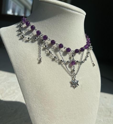 Purple Beaded Jewelry, Alternative Jewelry, Beaded Necklace Diy, Handmade Jewelry Tutorials, March 30, Amethyst Beads, Jewelry Inspo, Beaded Jewelry Diy, Handmade Necklace