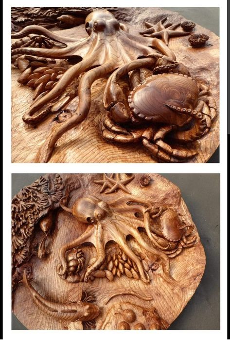 Artistry in wood, by Scottish Mastercarver David Robinson. Wood Carving Art Sculpture, Wood Carving Designs, Wood Carving Patterns, Carving Designs, Wood Carving Art, Wood Carvings, Woodworking Wood, Wooden Sculpture, Driftwood Art