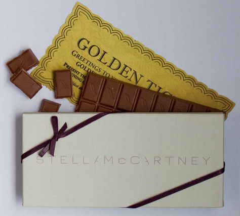 Stella McCartney branded chocolate bars were commissioned from royal chocolatier Charbonnel et Walker using one of Stella's favorite flavors, Rose & Violet Creams and these were sent out to guests with a limited number of bars containing gold tickets which could be exchanged for Stella McCartney merchandise in her boutique. 2003. NOW YOU KNOW.... Unique Invitation Ideas, Bar Invitation, 70th Birthday Invitations, Balloon Invitation, 80th Birthday Invitations, 50th Birthday Party Invitations, Invitations Ideas, 60th Birthday Invitations, 30th Birthday Invitations