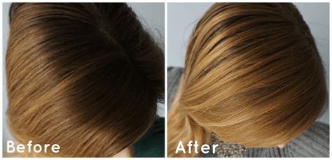 Before and after: DIY Hair Lightening Spray like John Frieda Go Blonder Spray | The Makeup Dummy Diy Hair Gloss, Diy Hair Lightening Spray, Hair Lightener Diy, Diy Bleach Hair, Toning Blonde Hair, Hair Lightening Spray, Diy Hair Conditioner, Hair Frizz Control, Lighten Hair Naturally