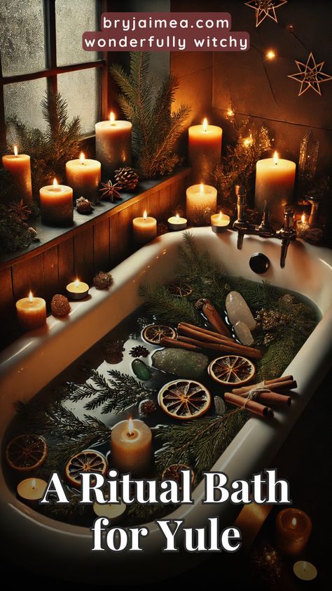 A Yule ritual bath is a calming, cleansing way to honour the winter solstice and embrace the season’s energy. This guide takes you through creating a sacred bath experience using herbs like rosemary and pine, candles, and crystals that resonate with Yule's themes of renewal and introspection. Adding elements like cinnamon or orange for warmth, this bath can help you release the old year’s energy and invite new blessings. New Year Bath Ritual, Yule Bath Ritual, New Years Cleanse Ritual, Witch New Year, New Year’s Eve Rituals, Yule Ritual Ideas, New Year Rituals Witch, Yule Herbs, New Years Rituals