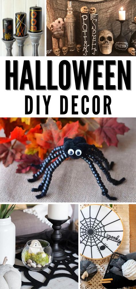 20 Halloween DIY Decor Ideas for Inside and Out! Diy Indoor Halloween Decorations, Halloween Decor Ideas Diy, Diy Halloween Decorations For Inside, Halloween Indoor Decorations, Indoor Halloween Decor Ideas, Halloween Ornament Wreath, Indoor Halloween Decorations, Cool Projects, Scary Kids