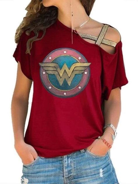 Wonder Woman Outfit, Wonder Woman Shirt, Wonder Woman Party, Long Tshirt Dress, Wonder Woman Birthday, Woman Birthday, Wonder Woman Logo, Female Profile, Movie Fashion