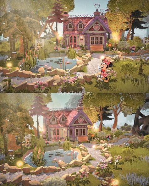 Minnie’s House Dreamlight Valley, Glades Of Trust Dreamlight Valley, Dreamlight Valley Fairycore, Disney Dreamlight Valley Minnie, Dreamlight Valley Minnie Mouse House, Dreamlight Valley Vanellope House, Ddv Inspiration, Minnie Mouse House, Dreamland Ideas