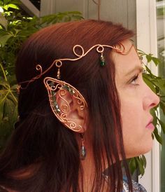 Medieval Headdress, Elven Headpiece, Ear Wraps, Elf Ear, Elf Ear Cuff, Elven Jewelry, Bijoux Fil Aluminium, Elf Ears, Fairy Jewelry