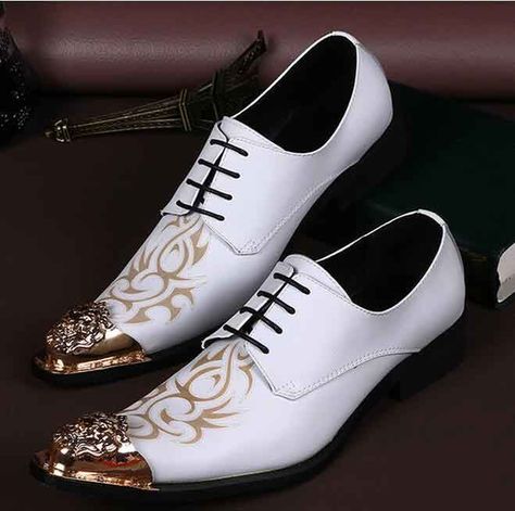 Latest Christmas Party Shoes For Men In 2017 | FashionEven Leather Wedding Shoes, Men's Wedding Shoes, Men Dress Shoes, White Dress Shoes, White Leather Shoes, White Wedding Shoes, Leather Wedding, Men Formal, Business Shoes