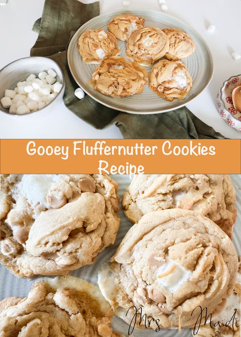 Fluffernutter cookies, combining the rich, creamy goodness of double peanut butter with the gooey sweetness of marshmallows #fluffernutter #cookies #recipe #mrsmadi Fluffernutter Cookies, Fluffer Nutter, Cake Bars, Oatmeal Raisin, Best Cookie Recipes, Cookies Recipe, Cookie Bars, Butter Cookies, Marshmallows