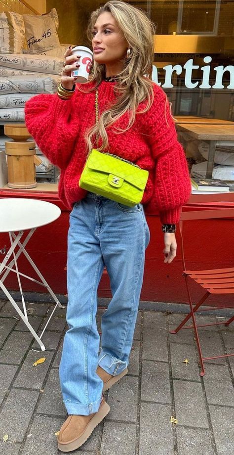 Red Jumper Outfit, Trendy Christmas Outfits, Winter Office, Look Jean, Female Tops, Knitwear Sweater, Outfit Invierno, Ținută Casual, Pullover Sweater Women