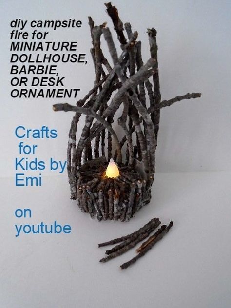 Battery Tea Lights, Twig Art, Battery Operated Tea Lights, Halloween Miniatures, Fairy Crafts, Halloween Village, Fairy Garden Houses, Camp Fire, Christmas Villages