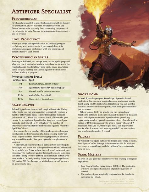 Dnd Homebrew Classes 5e Artificer, Artificer Homebrew 5e, Artificer Class Dnd, Dnd 5e Homebrew Artificer Subclasses, Artificer Subclass 5e, Artificer Spells, Artificer 5e, Artificer Homebrew, Artificer Specialist