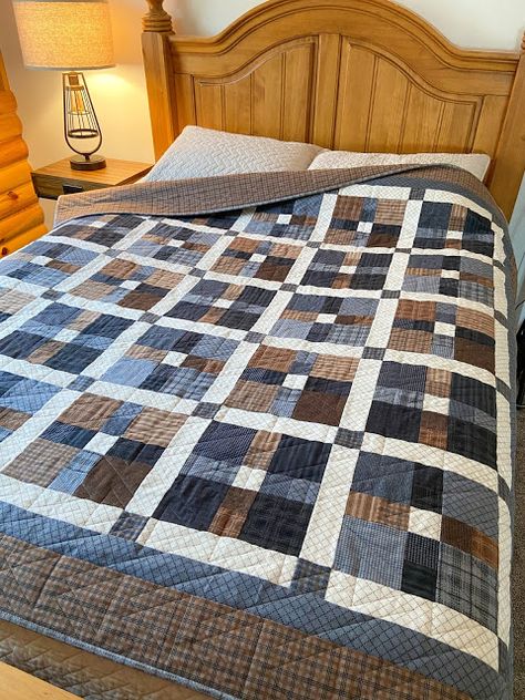 Quilt Patterns For Teenage Boys, Flannel Shirt Quilt Ideas, Quilts For Teenage Boys, Quilts For Men Patterns Free, Quilt Ideas For Men, Mens Quilts Ideas, Flannel Quilt Patterns Free, Memory Quilts From Clothes Men, Masculine Quilt Patterns