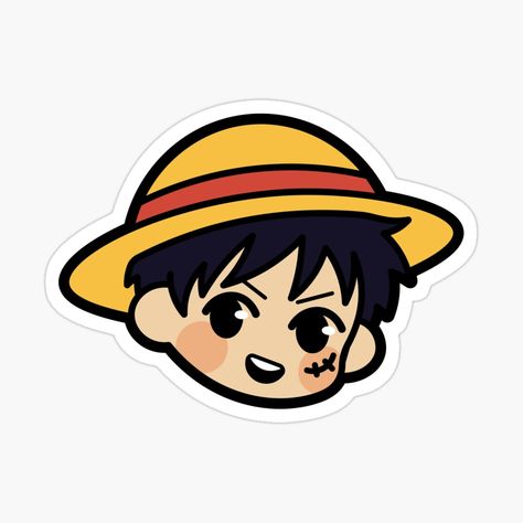 One Piece Chibi Sticker, Sticker For Print, Luffy Sticker, Chibi One Piece, One Piece Chibi, Manhwa Chibi, Punch Needle Ideas, Painting Anime, One Piece Meme