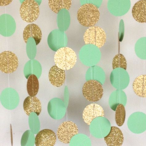 Green Pallet, 21st Party Decorations, Mint Party, Green Baby Room, Garland Paper, Gold Garland, Green Bridal Showers, Baby Shower Garland, Baby Bash