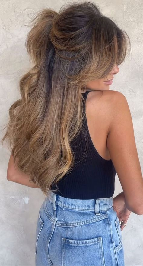 Cinnamon Roll Balayage, Long Hair Color Ideas For Brunettes, Cinnamon Roll Hair Color, Cinnamon Roll Hair, Fall Hair Balayage, Cinnamon Roll Pumpkin, Fall Hair Colour, Spice Hair Color, Pumpkin Spice Hair Color