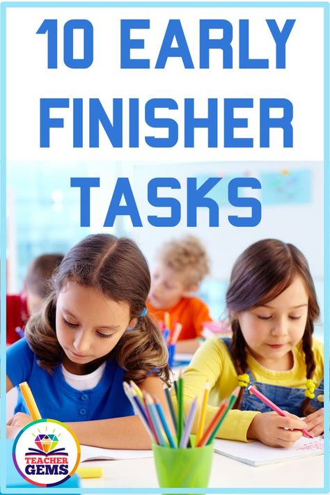 Sometimes you just need some new ideas for students who always seems to get done with their work early! Here's a list of 10 early finisher tasks and spare time activities to help cut down on interruptions and to ensure that no valuable learning time is lost! #earlyfinishers #sparetimeactivities #1stgrade Spare Time Activities For School, Spare Time Activities, Early Finishers Activities, Learning Time, Time Activities, Early Finishers, Educational Websites, Teacher Hacks, New Ideas