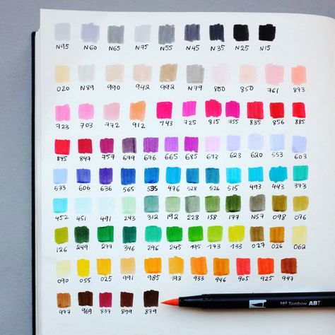 Tombow UK on Instagram: “Who else documents their ABT Brush Pen colours like this? ⠀⠀ (colour swatches by @emmafarrarons)⠀⠀ .⠀⠀ .⠀⠀ .⠀⠀ #tombow #tombowuk…” Box Sketch, Tombow Brush Pen, Tombow Markers, Tombow Dual Brush Pen, Tombow Dual Brush, Filofax Planners, Pretty Notes, Marker Drawing, Sketchbook Inspiration