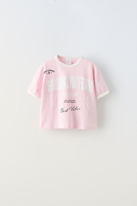 T-Shirts for Girls | Explore our New Arrivals | ZARA United States T Shirts For Girls, Fashion Poster Design, Crochet Coat, Zara Girl, Football T Shirt, Zara Kids, Girls Clothes, Zara United States, Blazer Dress