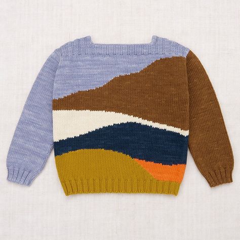 Misha & Puff Landscape Sweater - Pewter Intarsia Knit Sweater, Landscape Sweater, Colourful Sweater, Intarsia Knitting, Intarsia Sweater, Kids Ties, Kids Blouse, Colourful Abstract, Misha And Puff