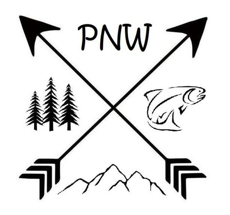 Pnw Tattoos For Women, Washington State Inspired Tattoo, Pnw Tattoo Washington, Pnw Drawings, Pacific Northwest Icon, Pnw Tattoo, Patch Tattoo, Simple Tree, Compass Tattoo