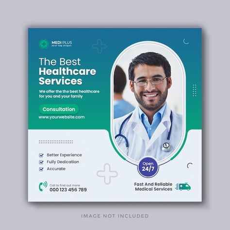 Medical healthcare social media banner a... | Premium Psd #Freepik #psd #banner #business #doctor #health Doctor Post Design Ideas, Medical Banner Design Ideas, Creative Medical Social Media Design, Doctors Creative Ads, Doctor Ads Creative, Healthcare Creative Ads, Hospital Creative Ads, Medical Poster Design Ideas, Doctor Social Media Post