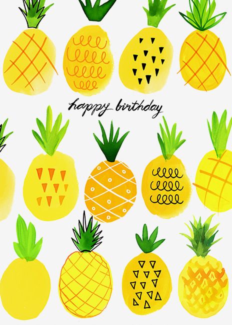 Happy Birthday Pineapple, Tropical Happy Birthday, Bday Greetings, Hand Lettering Design, Healthy Birthday, Illustration Birthday, Greeting Poster, Making Gifts, Happy Birthday Wishes Cards