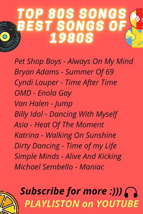 80s Music Playlist, Best 80s Songs, Vintage Songs, Music Lists, Song Lists, Beatles Wallpaper, Disco Songs, Music List, Throwback Songs