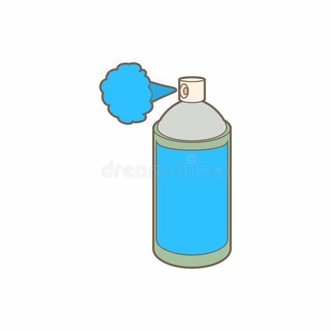 Spray bottle with gas cloud icon, cartoon style vector illustration Spray Bottle Drawing, Blue White Background, Hair Color Spray, Bottle Drawing, Free Download Photoshop, Cloud Icon, Color Spray, Illustration Style, Vector Free Download