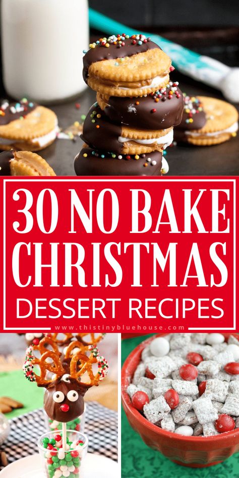 No Bake Christmas Cookies, Bake Christmas Cookies, No Bake Christmas, Christmas Desserts Party, Bake Christmas, Christmas Dessert Recipes, Easy Holiday Treats, Holiday Baking List, Christmas Baking Cookies