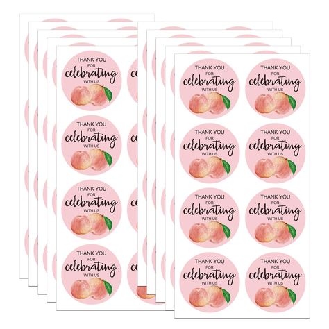 PRICES MAY VARY. Peach Thank You for Celebrating with Us Stickers 120 pcs for peach theme party favors. Each peach sticker size measures 2 inch in diameter, perfect size for party decorations. Peach birthday party favors are made of high quality semi gloss paper stock, perfect to say thanks to your guests at the party. Easy to peel and apply, stick well on most smooth surface. Peach theme birthday party favors, bridal baby shower stickers can use it to popcorn bags, favors, envelopes, etc. Thank Peach Theme Party, Peach Theme Birthday, Peach Birthday Party, Peach Items, Fabric Paint Pens, Peach Sticker, Peach Birthday, Peach Party, Popcorn Bags