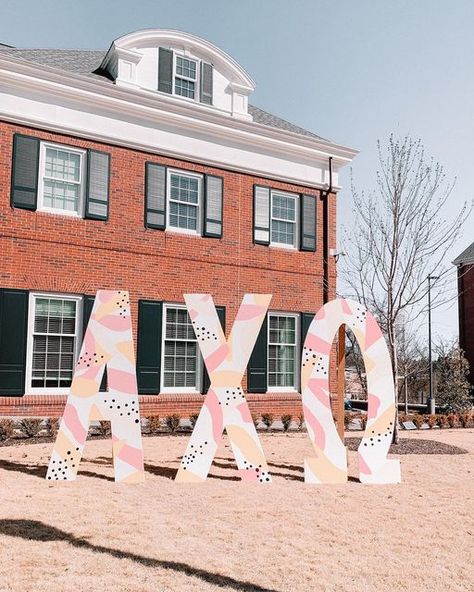 Adpi Letters Painted, Axid Letters Painted, Greek Letter Painting Ideas, Big Sorority Letters, Greek Letters Painted Sorority, Sorority Letter Painting, Sorority Letters Painted Wooden Big, Painted Letters Sorority, Painted Sorority Letters Wooden