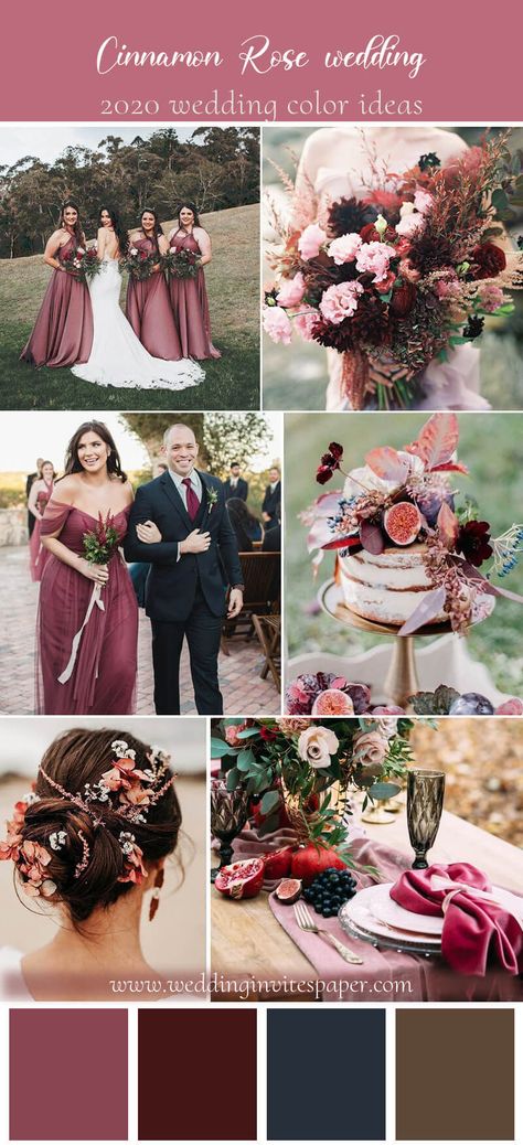 Top 7 Trendy Cinnamon Rose Color Palettes for Wedding 2020, fall wedding. Burgundy And Cinnamon Rose Wedding, Old Rose Color Palette Wedding, Motif Wedding Color Schemes, Cinnamon Theme Wedding, Old Rose Wedding Motif Color Palettes, Cinnamon Colored Wedding, Cinnamon Rose Color Palette, Wedding Motif Color 2020, Cinnamon Rose And Navy Wedding