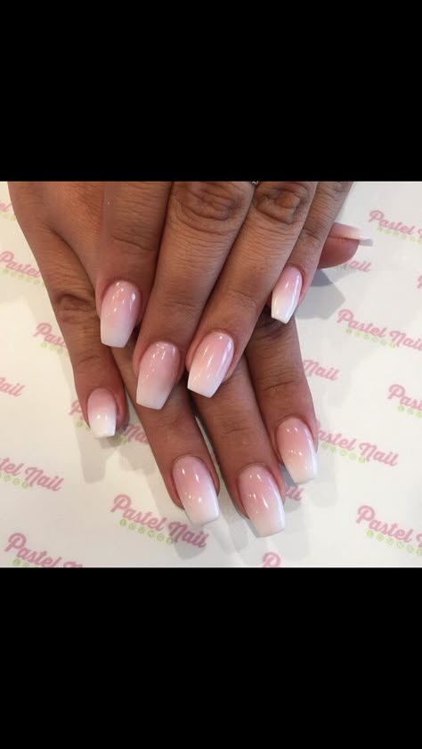 Ambra Nails Ombre, Nude To White Ombre Nails, Ambra Nails, Aumbre Nails, French Ombre Nails Almond, Sns Ombre Nails, Gradient French Tip Nails, American French Nails, Ombre Toes