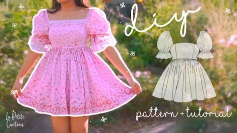 Sew Puff Sleeve Dress, Coquette Dress Pattern, Baby Doll Dress Pattern, Crochet Babydoll Dress, Babydoll Dress Pattern, Outfit Coquette, Clothing Making, Sewing Easy Diy, Diy Clothes Design