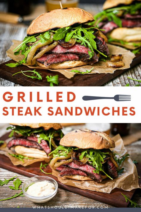 Steak Sandwich Recipes Ribeye, Grilled Steak Sandwich Recipes, Garlic Aioli Sandwich, Rib Eye Steak Sandwich Recipes, Steak Sandwich With Garlic Aioli, Ribeye Dinner Ideas, Ribeye Sandwich Recipe, Grilled Steak Sandwich, Ribeye Steak Sandwich